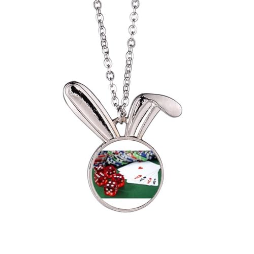 Collier dés de poker en acier pour homme et femme