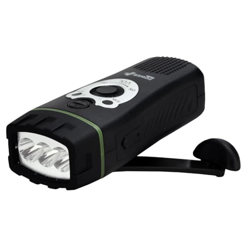 Powerplus Wolf Dynamo Lampe torche Radio FM Scan, en acier, noir