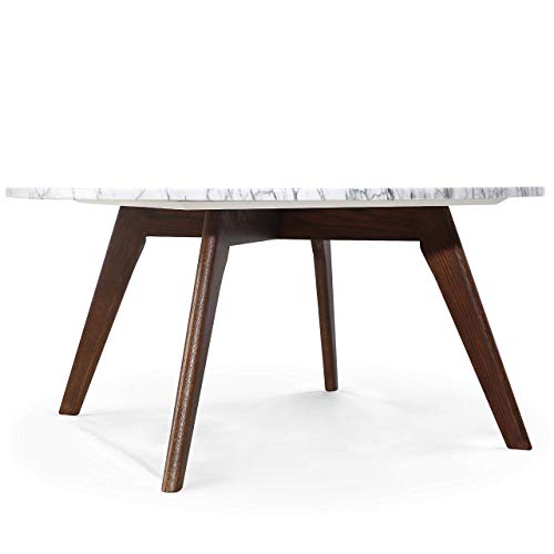 Poly & Bark Riley Marble Round Coffee Table, Walnut #TOP1