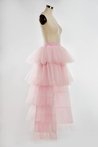 Tulle Skirt For Women Puffy Wedding High Low Layered Tulle Asymmetrical Night Out Skirt Pink #TOP2