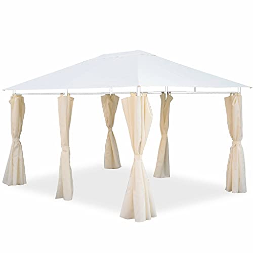 Alice's Garden - Ensemble Complet Toile de Toit et Rideaux écru pour tonnelle 3x4m Divio - Toile de Rechange pergola. Toile de Remplacement