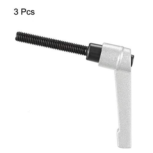 Image of uxcell M6 x 40mm Handle Adjustable Clamping Lever Thread Push Button Ratchet Male Threaded Stud Knobs Quick Release Screw Handles Bolts with Locking Lever Silver Tone 3pcs