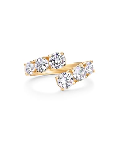 PAVOI 14K Gold Plated Cubic Zirconia Crossover Chunky Eternity Ring for Women | Open Twist Stackable Bands | CZ Statement Rings3