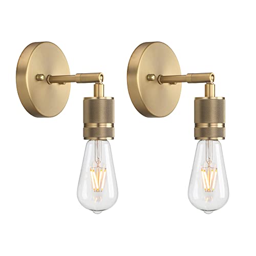 Phansthy 1-Light Sconce Light Antique Brass Finished Wall Sconces Set Of Two For Bedroom Hallway Bathroom Living Room #TOP11
