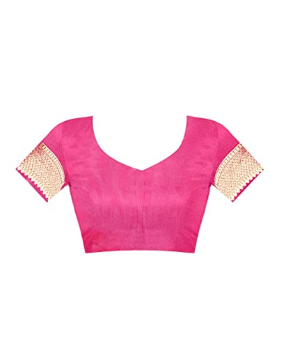Image of C J Enterprise Women's Pure Kanjivaram Silk Saree Soft Saree Banarasi Style New Sadi With Blouse Piece For Wedding (Pari37-11) (Rani Pink)