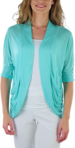Image of ToBeInStyle Womens Open Front Casual Shrug Lightweight Layering Cardigan Sleeveless or Short Sleeve