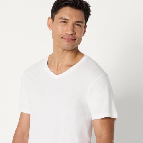 Image of Amazon Essentials Men's Slim Fit V-Neck Undershirt, Breathable Cotton, Pack of 6