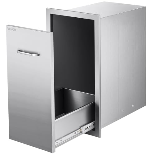 Comparison: Best Material For Outdoor Kitchen Cabinets 9 VEVOR Outdoor Kitchen Trash Drawer, 11.81" W x 19.6" D x 23.62" H Interior Storage, Multi-Purpose Outdoor Kitchen Drawers Stainless Steel, 55 lbs Max Capacity per Tier, for Outdoor BBQ Island Kitchen