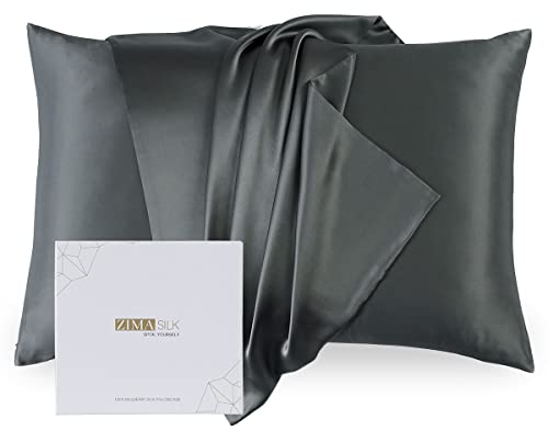 ZIMASILK 100% Mulberry Silk Pillowcase Upgraded Version for Hair and Skin Health Better Grade 6A Silk, with YKK Zipper