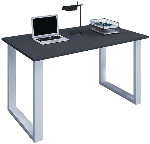 VCM Bureau en Bois Table d'ordinateur Table de Travail Meubles de Bureau Lona U Alu Argent Bureau en Bois Table d'ordinateur Table de Travail Meubles de Bureau...
