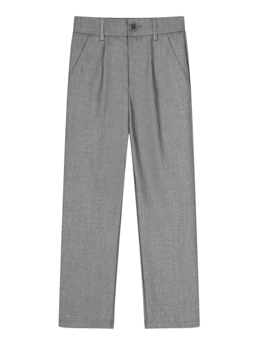 Sywiyi Kids Boys' Flat Front Stretch Long Trousers Classic Fit School Uniform Pant Formal Dressy Suit Pants3