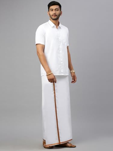 Image of RAMRAJ COTTON Men Black Fancy Border Single Layer Dhoti Crafted For Festive Occasions And Classic Ethnic Style