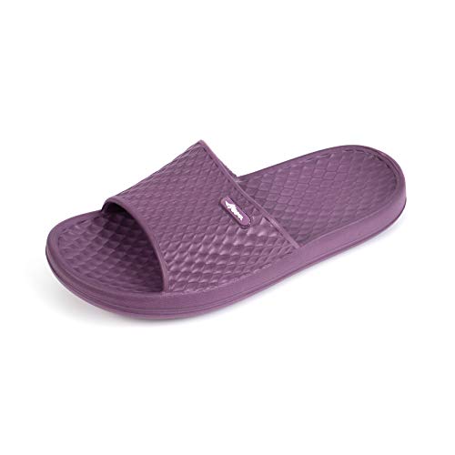 Funkymonkey Womens Bathroom Shower Slippers Indoor Home Beach Non Slip Sandal (11 M Us, Dk Purple) #TOP11
