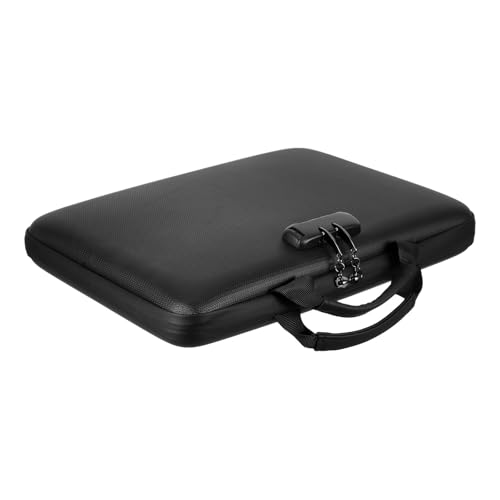 EXCEART Boîte de Rangement Ignifuge Portable avec Serrure, Organiseur de Fichiers Accordéon à 13 Poches en Eva Noir, Pochette Sécurisée pour Documents...