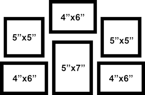 Art Street Photo Frame For Wall Set of 6 Black Picture Frame For Home Decoration Size -5x7,4x6,5x5Inches Ecoseries