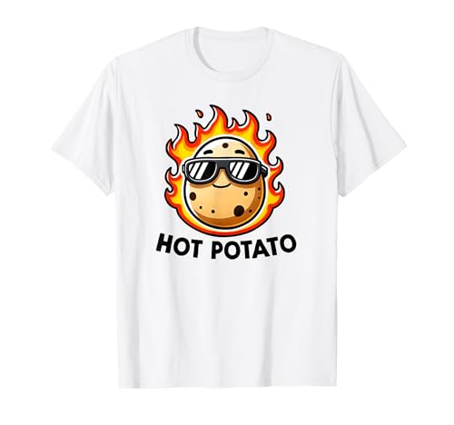 Lindo Juego de palabras de comida divertida de dibujos animados Kawaii en el fuego Patata caliente Camiseta