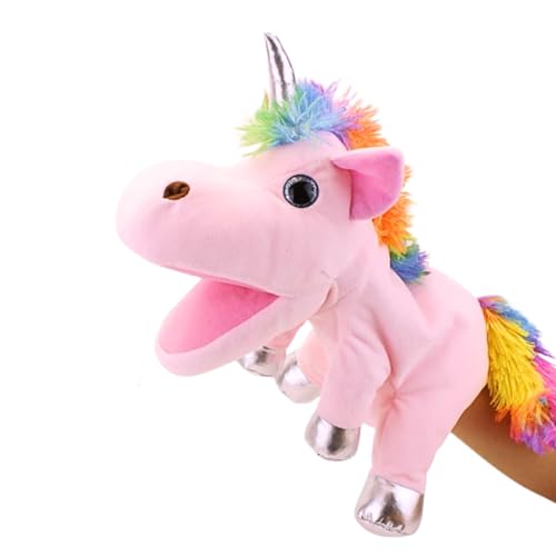 Unicorn Hand Puppet – Pink Plush Stuffed Animal Glove Puppet Toy for Kids – Moveable Mouth, Soft & Cuddly, 30cm Unicorn Puppet for Storytelling, Gifts & Classroom Fun (Pink Unicorn)