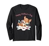 Photo Gallery happy mother s day – cute mom & baby dear watercolor graphic maglia a manica Photo Gallery happy mother s day – cute mom & baby dear watercolor graphic maglia a manica