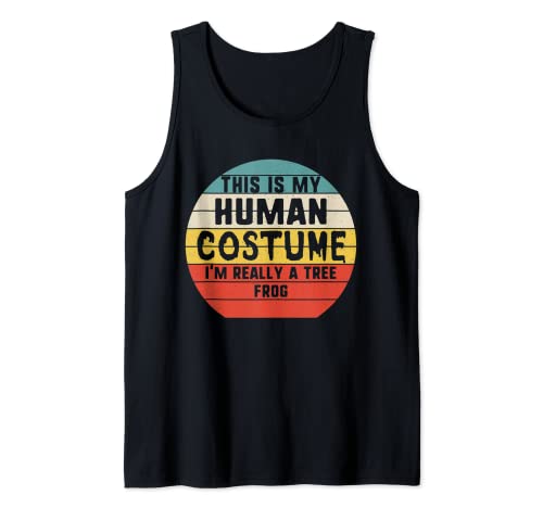 Disfraz vintage de This Is My Human I'm Tree Frog Halloween Camiseta sin Mangas