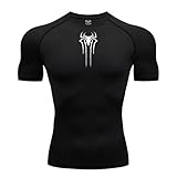 FitKairosis Spider Logo Compression Shirt for Men Fitness Muscle Wear Shirt Gym Clothes Shirts (US, Alpha, Medium, Regular, Regular, Black)
