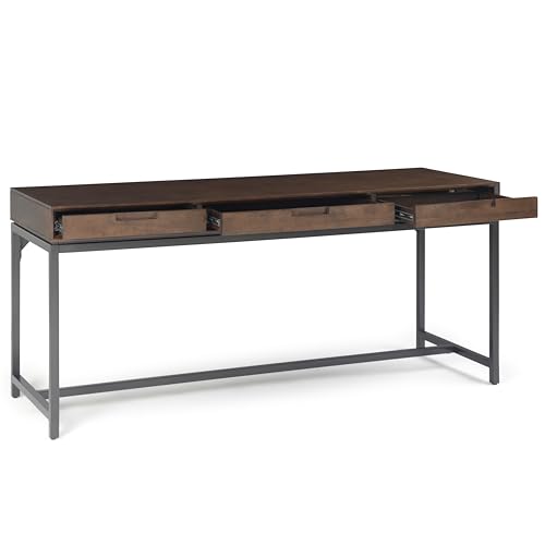 SIMPLIHOME Banting Desk and Bookcase Bundle - 72 inch Wide Solid Wood Desk with Drawers and 30 inch Wide 4-Shelf Bookcase in Walnut Brown, Modern Industrial Home Office Furniture (Set of 2) by SIMPLIHOME - Image 2