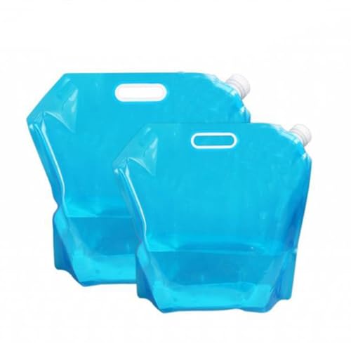 KESYOO Portable Outdoor Water Bag 5L, Foldable and Reusable, 4 Pack Blue, Lightweight and Compact Container for Camping, Hiking and Outdoor Activities