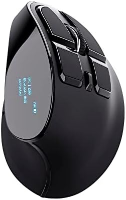 Trust Voxx pionowa ergonomiczna mysz, bezprzewodowa mysz do ładowania, Bluetooth lub 2,4 GHz, 1200-2400 DPI, 9 przycisków, wyświetlacz LED, programowalne przyciski, do komputera, Maca, laptopa,