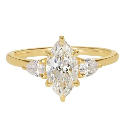 AARK & CO 1.50Ct Marquise Cut Lab Created Diamond Solitaire Woman's Engagement Ring 14K Yellow Gold Finish