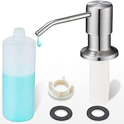 Soap Dispenser for Kitchen Sink Brushed Nickel, Refill from the Top, Stainless Steel Built in Sink Soap Dispenser with Large 13.5 Ounce Bottle 2309SN