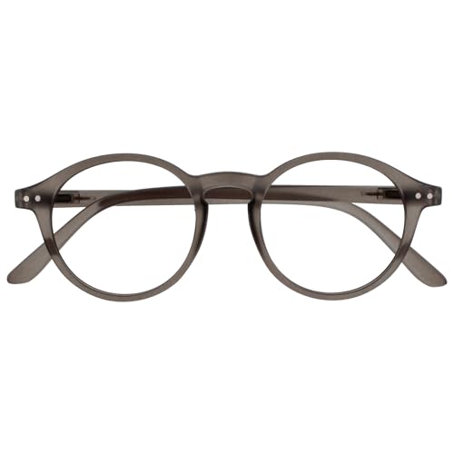 OPULIZE REY Lesebrille - Runder Retro-Rahmen - Mattgrau - Herren Damen - Federscharniere - R56-7 - +1.50