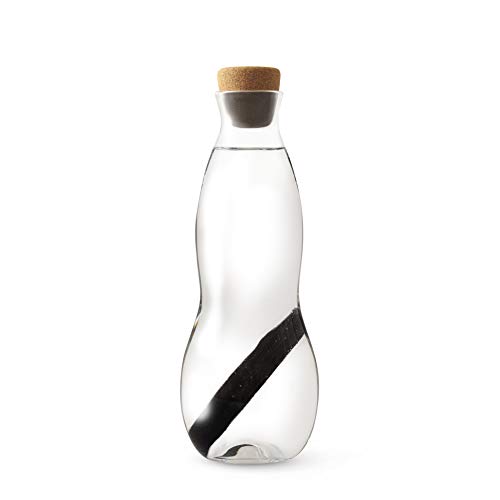 BLACK + BLUM EC002 Carafe with Charcoal Filter | Hand Blown Glass Water Jug with Ergonomic Design and Natural Cork Stopper + 1, 1 litre