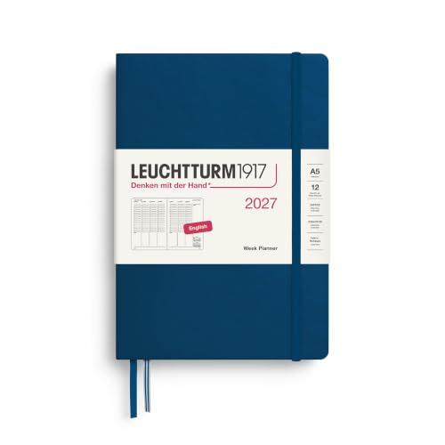 LEUCHTTURM1917 Planificador semanal 2027 A5, Indigo, Inglés, Tapa dura
