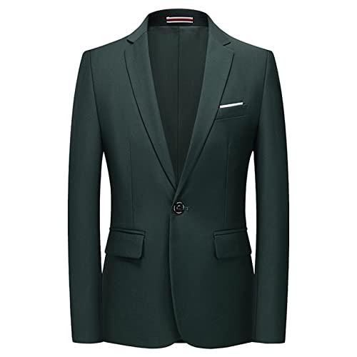 Men Slim Fit Daily Blazer One Button Lapel Slim Fit Business Jacket Solid Casual Formal Wedding Party Sport Coat (Dark Green,XX-Large)