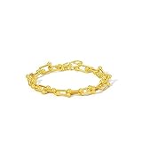 ZHOU LIU FU 24K Solid Gold Bracelets for Women, Real Pure Gold Charm Simple Jewelry Gold Bead Gold Bracelet for Her Mom Daughter Couples Lovers A079620