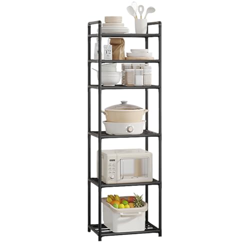 Estante de almacenamiento de metal multifunción de 6 niveles para cocina (negro)