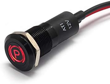 Alpinetech PLB12MS 12mm 1/2" 12V LED Metal Signal Indicator Pilot Dash Light (Parking Brake Indicator)