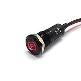 Alpinetech PLB12MS 12mm 1/2' 12V LED Metal Signal Indicator Pilot Dash Light (Parking Brake Indicator)