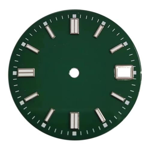 1個 28.5mm 時計文字盤 日付表示窓 滅菌時計フェイス シングルカレンダー C3 グリーン 発光 NH34 NH35 NH36 ムーブメント用(WZ-N-249)