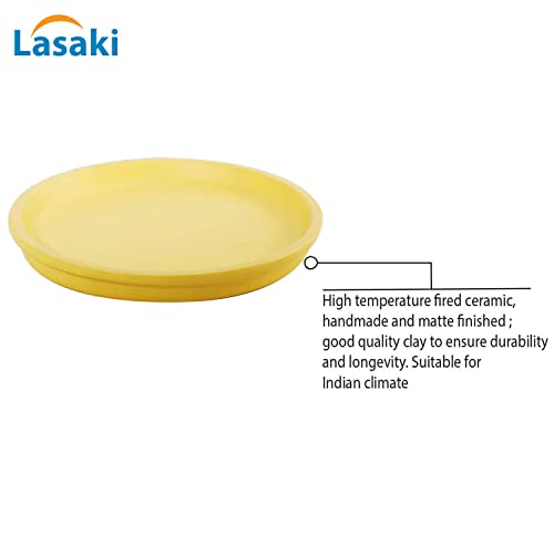 Image of Lasaki Round Ceramic Trays (Plates Saucers) for Pots, planters, Flower, Succulent(Set of 2,Saffron,6 inch) R6(Plants not Included)