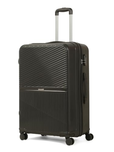 Image of Teakwood Set of 3 8 Wheels Trolley Bag, Hard Cabin with Zipper Closure, Adjustable Push Button & Cross Side Strap, Number Lock System 360 Degree (Set of 3, Black)