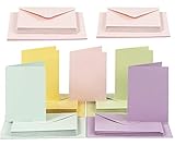 Sobres de color, C6 pastel, Colores surtidos, 50 piezas Sobres de 11,5x16,5 cm y 50 piezas Tarjetas 10,5 x 15, EMI Craft