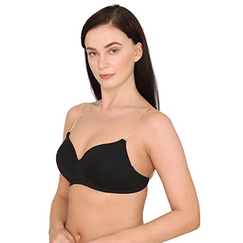 Image of Zivame Beautiful Basics Padded Non Wired 3 /4th Coverage Backless Bra - Black2