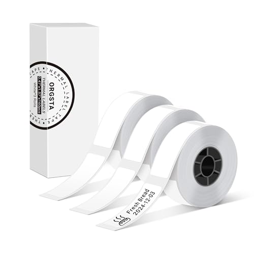 ORGSTA Etiquetas Termicas autoadhesivas para S001, 12mm x 40mm x 160pcs x 3 Roll, Blanco Adhesivo Gap
