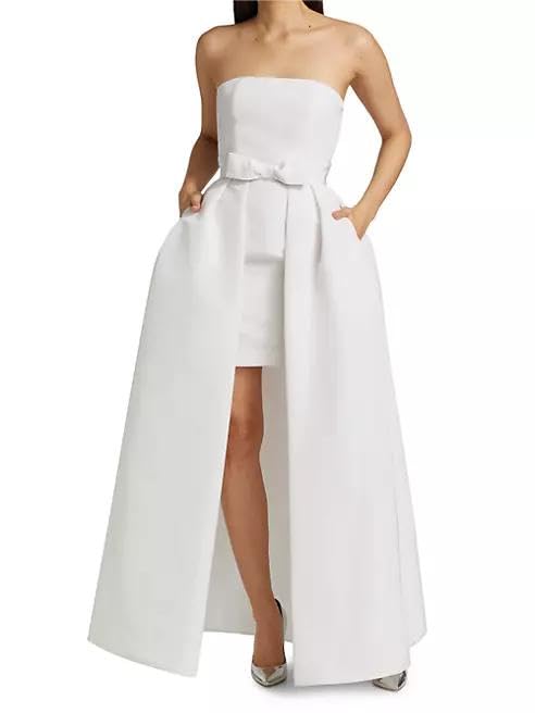 Strapless Prom Dresses for Women A Line Evening Party Gowns with Pockets Satin Two Piece Formal Dress with Train2