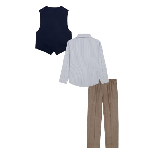 Image of Nautica Boys' 4-piece Formal Suit Set with Vest, Pants, Collared Dress Shirt, and Tie