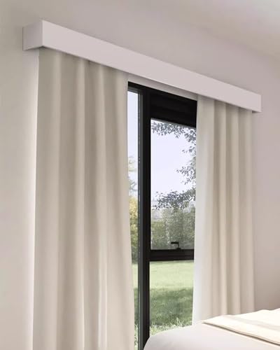 Rail de Rideau Mural Robuste en Aluminium, Tringle Simple pour Rideaux et voilages de Chambre. Glissement Fluide et Durable. Idéal pour Les Rideaux et voilages. Installation Facile
