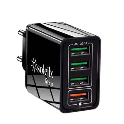 Caricatore USB da Muro 40W, 4 Porte con QC 3.0 Carica Rapida, Caricabatterie Multiplo per iPhone 15 14 13 12 11 X, Samsung S21 S20 A71 A51, Xiaomi, Huawei, Presa USB Universale