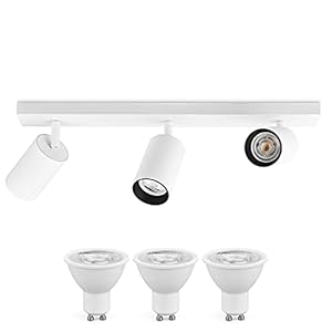 Plafonnier LED 3 Spots Orientable, Plafonnier Luminaire ampoule LED 3xGU10 5W incluse, 400lm Blanche chaude 3000K Éclairage de Plafond pour Salon Chambre Cuisine