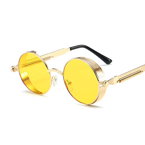 Preisvergleich Produktbild HONGYAN Klassische Steampunk Sonnenbrille Frauen Runde Metallrahmen Sonnenbrille Weiblich Männlich Uv400