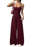 TFNOSIZE Women’s Wide Leg Jumpsuit, Backless Spaghetti Strap Sleeveless One Piece Outfit, Dressy Casual for Vacation, Date Night